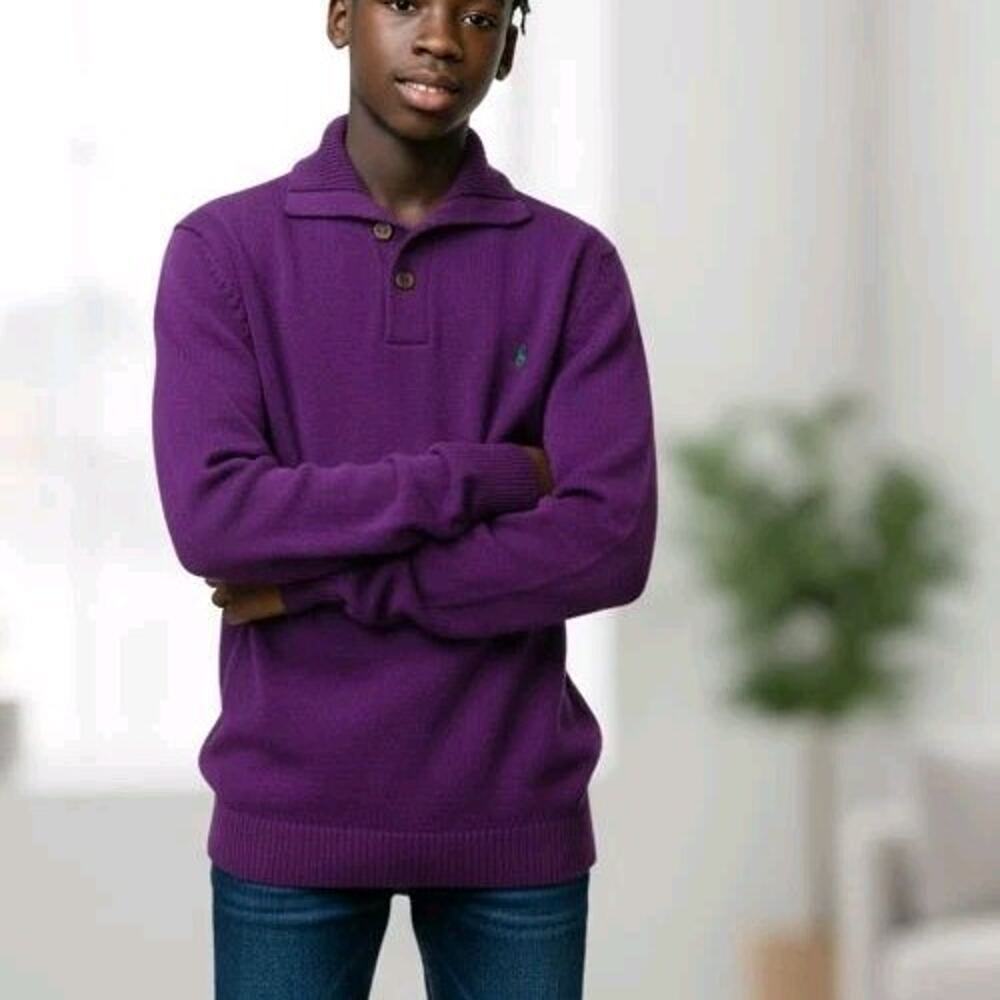 Vtg POLO Ralph Lauren Sweater Purple Jewel Tone Green Pony Dadcore Hot Dad Luxe